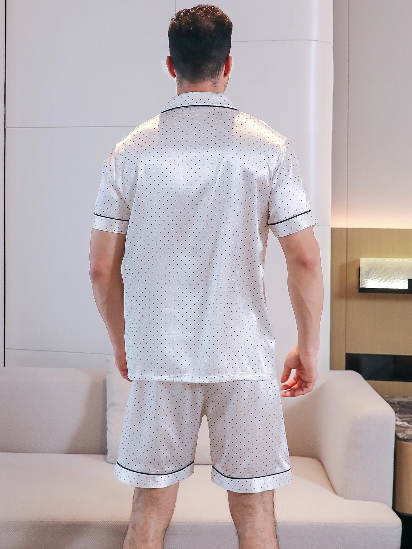 Men’s Summer Pajama Set – Short Sleeve Top & Shorts | Lightweight Printed Home Sleepwear
