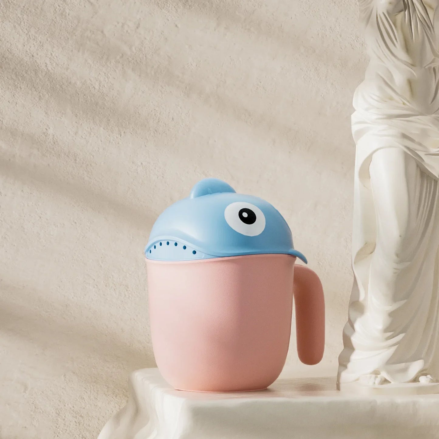 Baby Bath Rinse Cup with Cartoon Shark Design – Cute Shower Head Washing Cap for Newborns and Toddlers