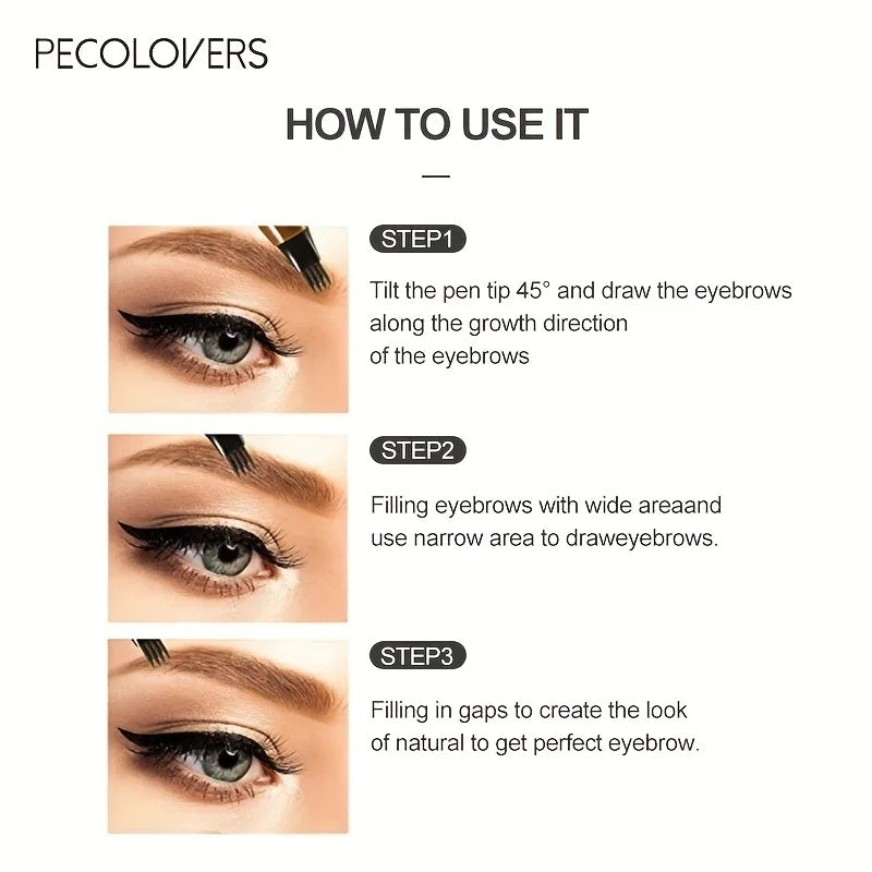 Waterproof Eyebrow Pen – 4 Tip Microblading Tattoo Pencil, Long-lasting Natural Eyebrow Makeup