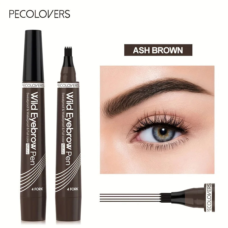 Waterproof Eyebrow Pen – 4 Tip Microblading Tattoo Pencil, Long-lasting Natural Eyebrow Makeup