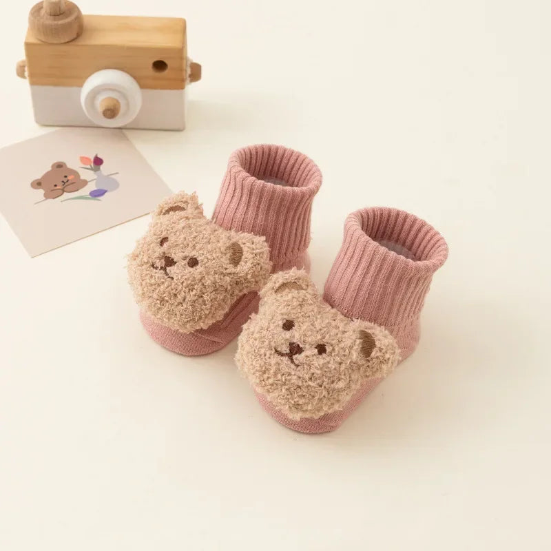Cute Cartoon Bear Baby Socks – Soft Cotton Anti-Slip Warm Toddler Socks for Boys & Girls | Newborn Winter/Autumn Footwear