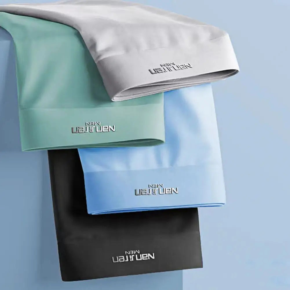 4-Pack Men’s Ice Silk Boxer Shorts – Breathable Seamless Underwear with Convex Design