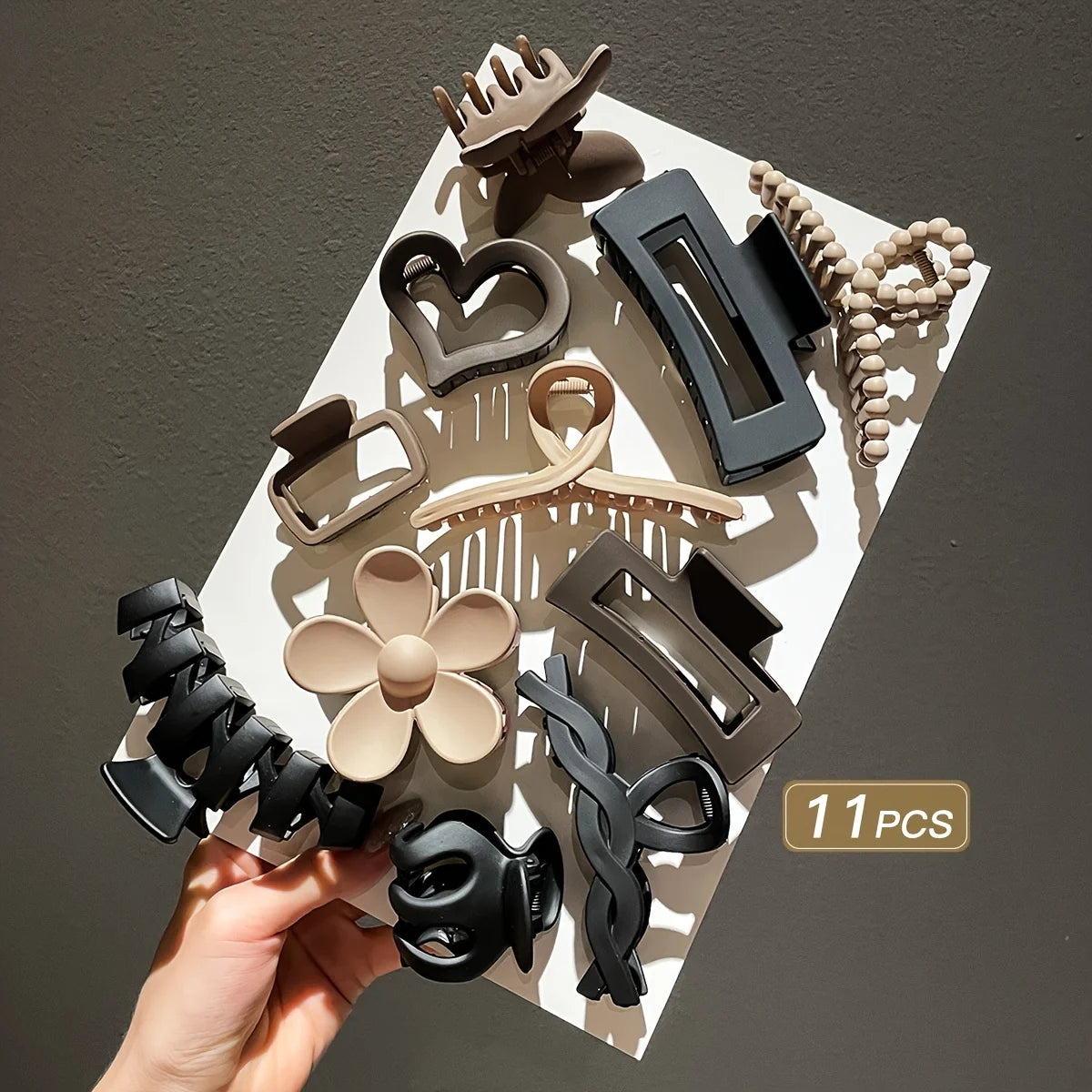 Women’s Frosted Hair Clip Set – High-End Shark Clips for Back Head Styling
