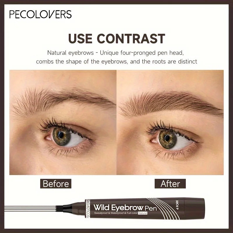 Waterproof Eyebrow Pen – 4 Tip Microblading Tattoo Pencil, Long-lasting Natural Eyebrow Makeup