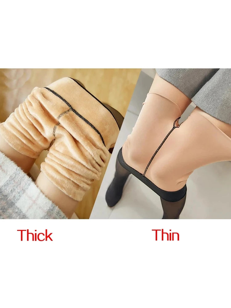 Women’s Winter Thermal Leggings – High Waist Fleece-Lined Slim Fit Pantyhose
