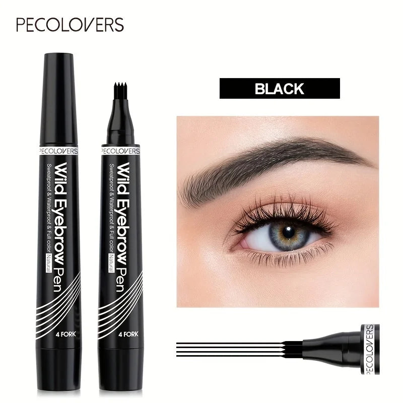 Waterproof Eyebrow Pen – 4 Tip Microblading Tattoo Pencil, Long-lasting Natural Eyebrow Makeup