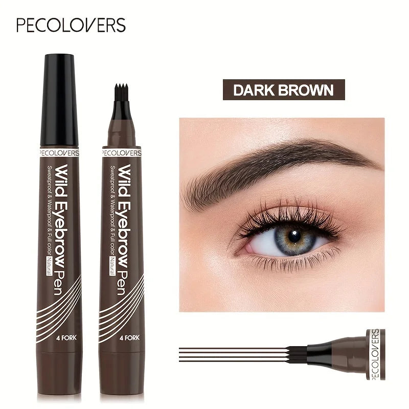 Waterproof Eyebrow Pen – 4 Tip Microblading Tattoo Pencil, Long-lasting Natural Eyebrow Makeup