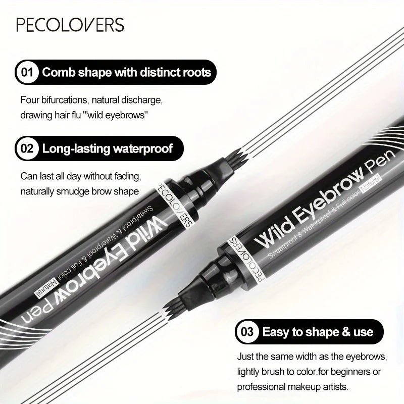 Waterproof Eyebrow Pen – 4 Tip Microblading Tattoo Pencil, Long-lasting Natural Eyebrow Makeup