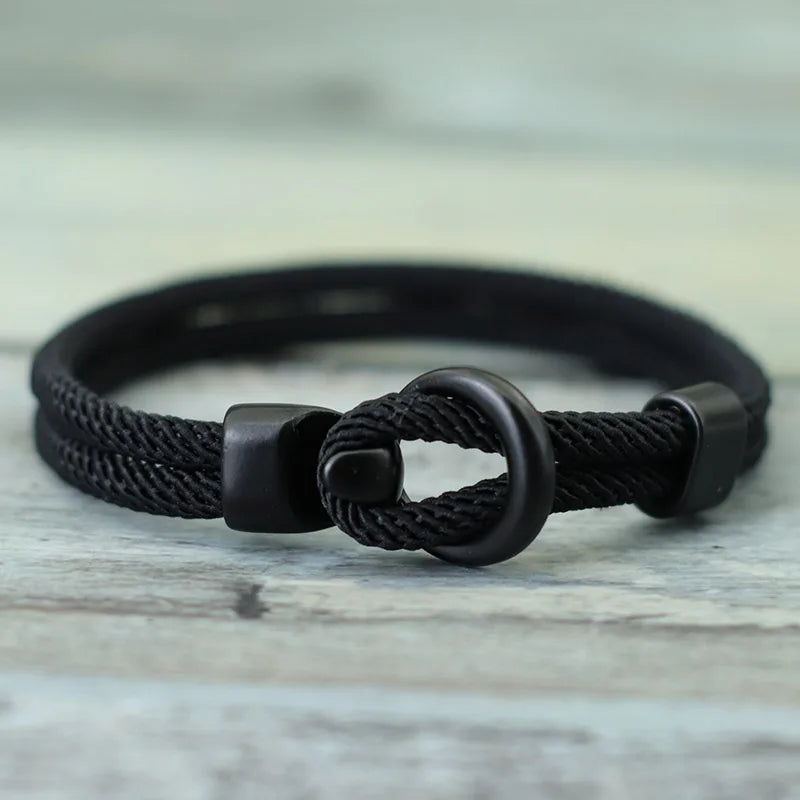 Men’s Double Layer Rope Bracelet – Outdoor Survival Paracord Bracelet, Trendy Charm Wristband Gift for Him