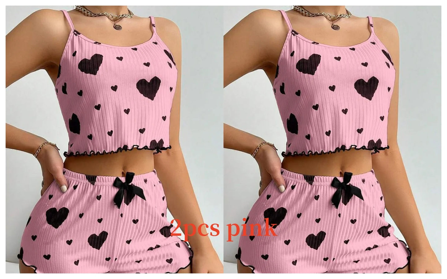 Women’s 2-Piece Pajamas Set – Soft Tank Top & Shorts Sleepwear