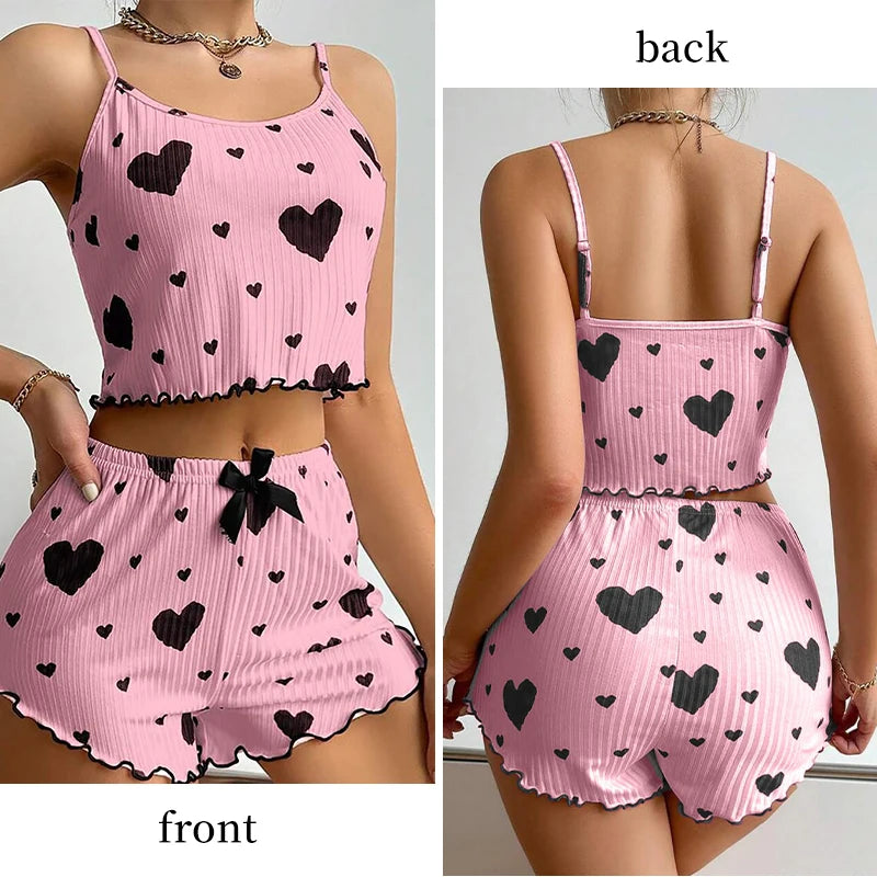 Women’s 2-Piece Pajamas Set – Soft Tank Top & Shorts Sleepwear