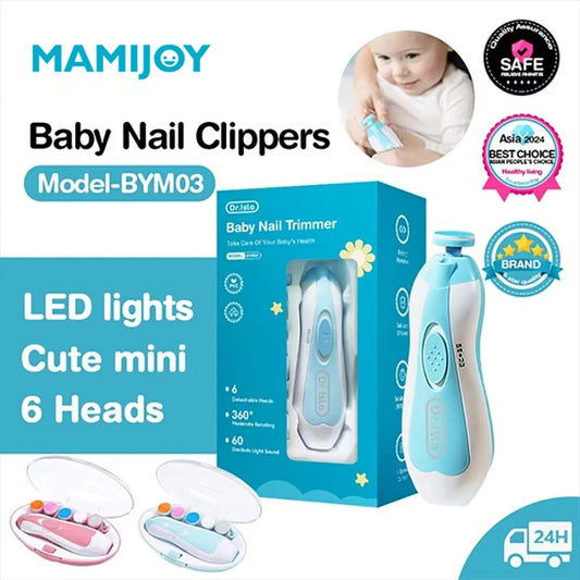 Electric Baby Nail Clipper with LED Light - Quiet Nail Clipper Set, 4 Speed Settings | Safe Baby Care Kit