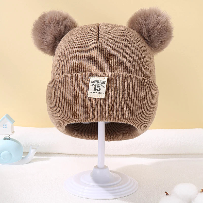 Autumn Winter Baby Knit Beanie Hat with Pom – Warm Knitted Hat for Boys & Girls | Soft Toddler Winter Cap