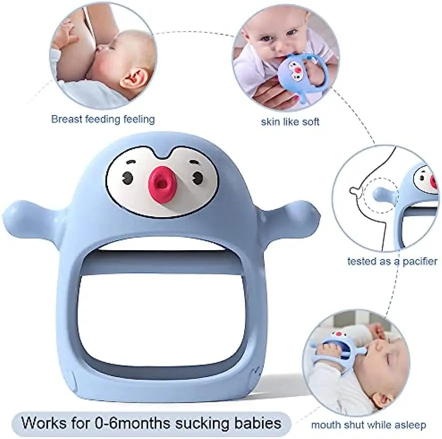 Penguin Silicone Teether for Babies - A Teether Pacifier for Newborns and Breastfeeding Babies