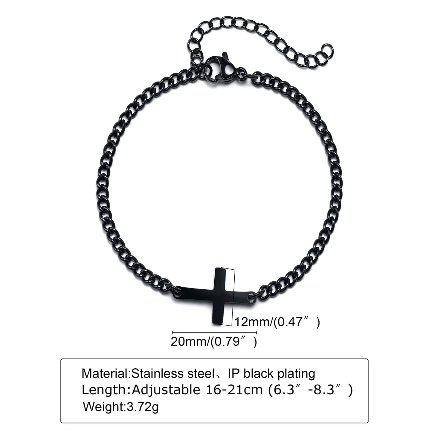 Men’s Stainless Steel Cross Bracelet –  Fashion Link Chain, Gift for Him