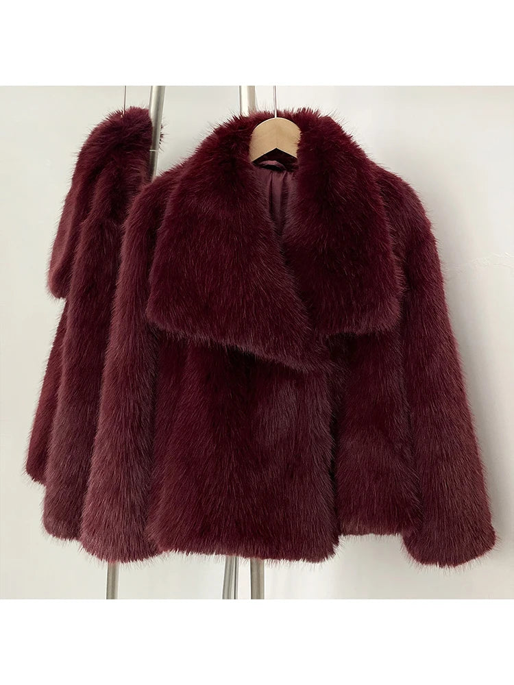 Women’s Faux Fur Jacket – Warm Fluffy Winter Coat | Long Sleeve Khaki Outwear for Autumn & Winter