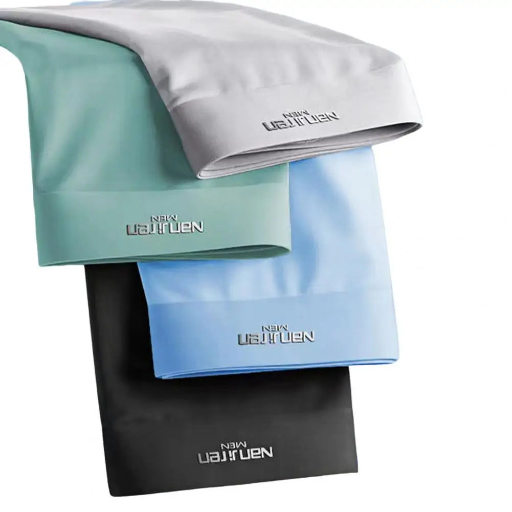 4-Pack Men’s Ice Silk Boxer Shorts – Breathable Seamless Underwear with Convex Design