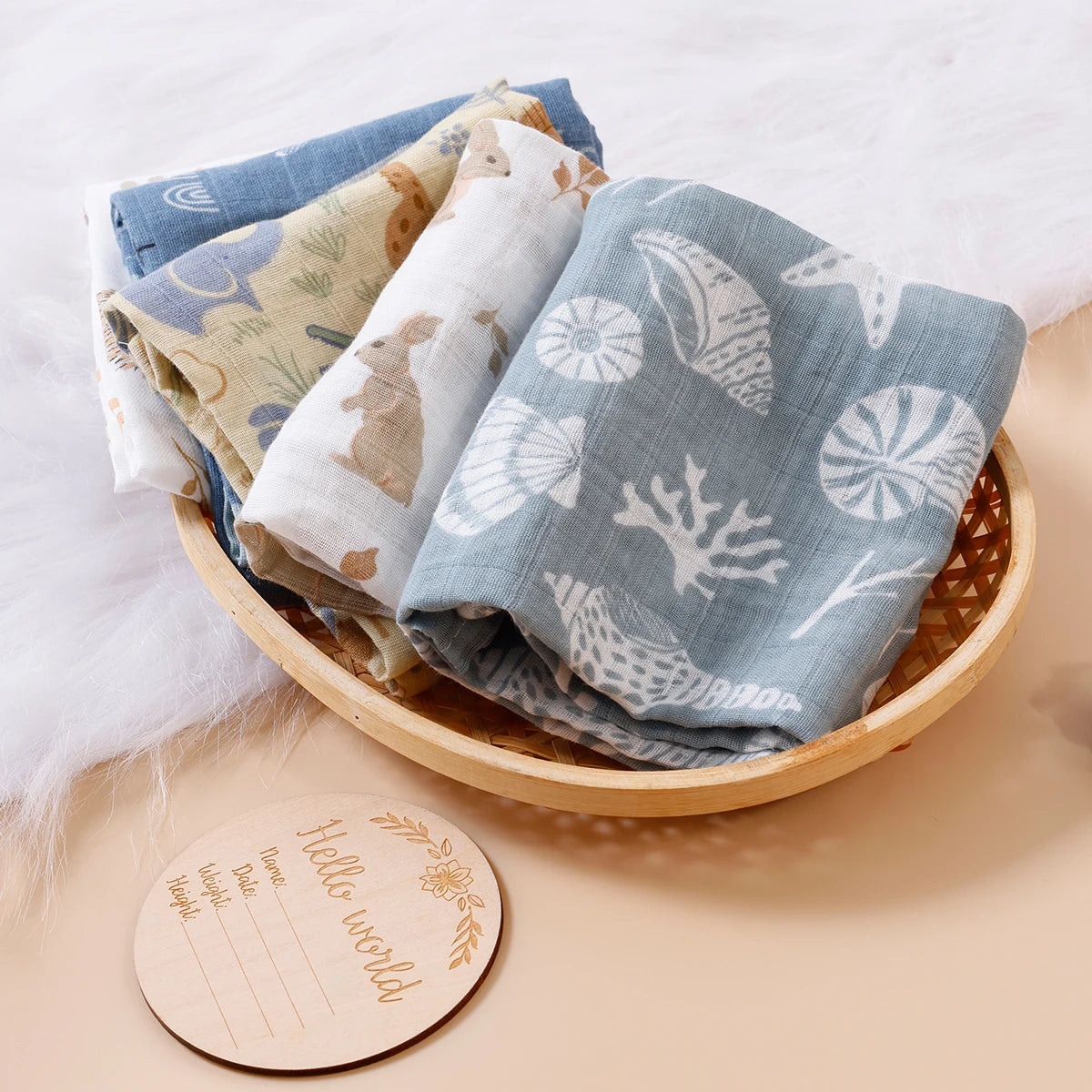 Muslin Swaddle & Burp Cloth Set – 100% Cotton Baby Washcloths - Soft Breathable Face & Hand Towels for Newborns