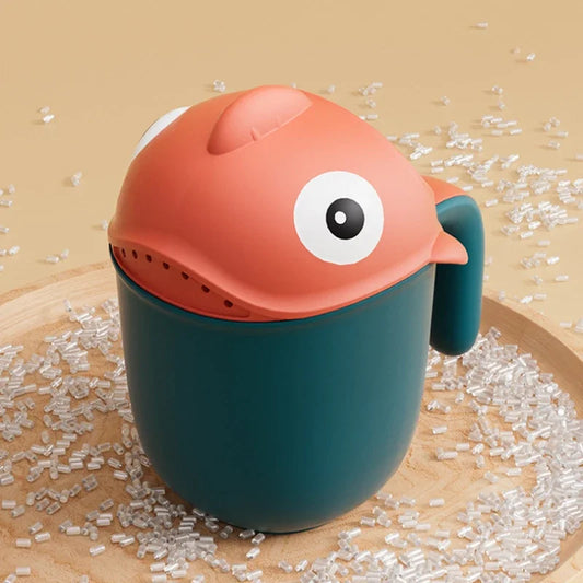Baby Bath Rinse Cup with Cartoon Shark Design – Cute Shower Head Washing Cap for Newborns and Toddlers