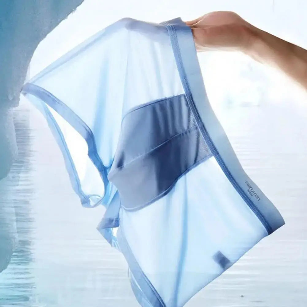 4-Pack Men’s Ice Silk Boxer Shorts – Breathable Seamless Underwear with Convex Design