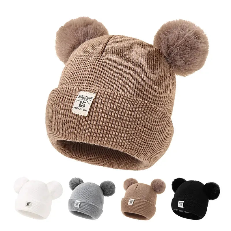 Autumn Winter Baby Knit Beanie Hat with Pom – Warm Knitted Hat for Boys & Girls | Soft Toddler Winter Cap