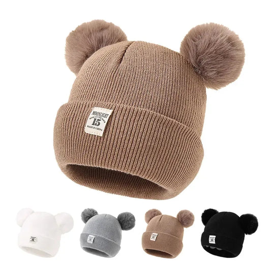 Autumn Winter Baby Knit Beanie Hat with Pom – Warm Knitted Hat for Boys & Girls | Soft Toddler Winter Cap