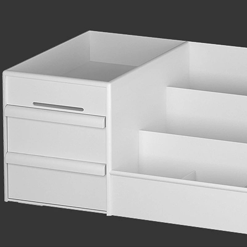 White Plastic Makeup Storage Box – Drawer Organizer for Cosmetics, Skincare & Jewelry