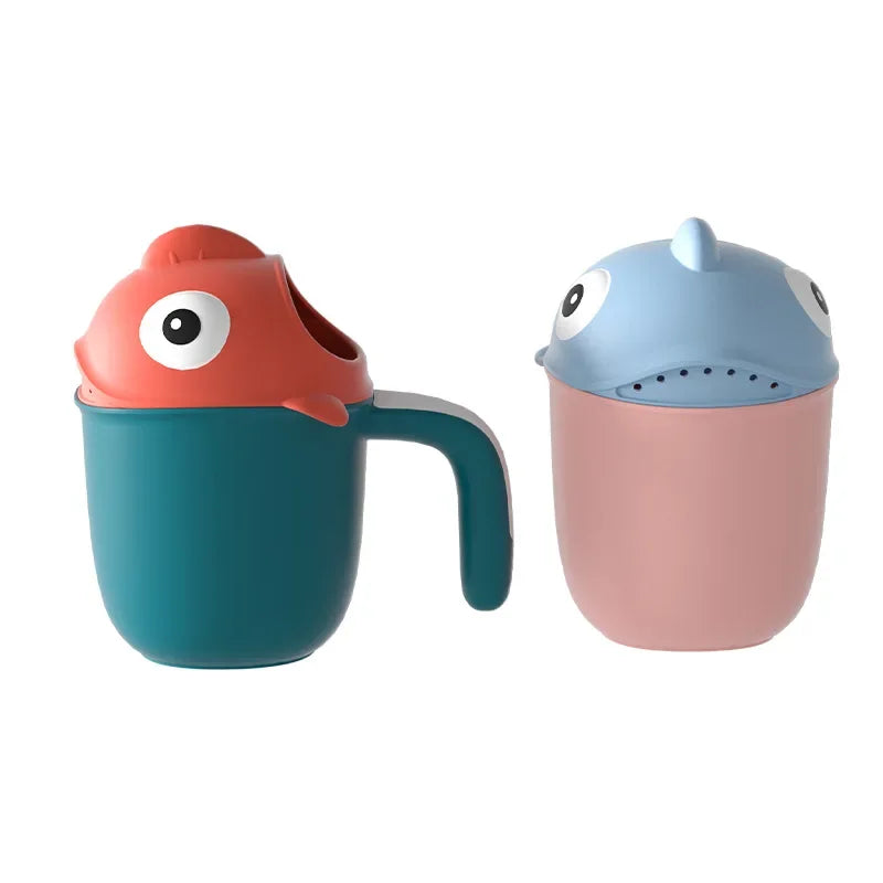 Baby Bath Rinse Cup with Cartoon Shark Design – Cute Shower Head Washing Cap for Newborns and Toddlers