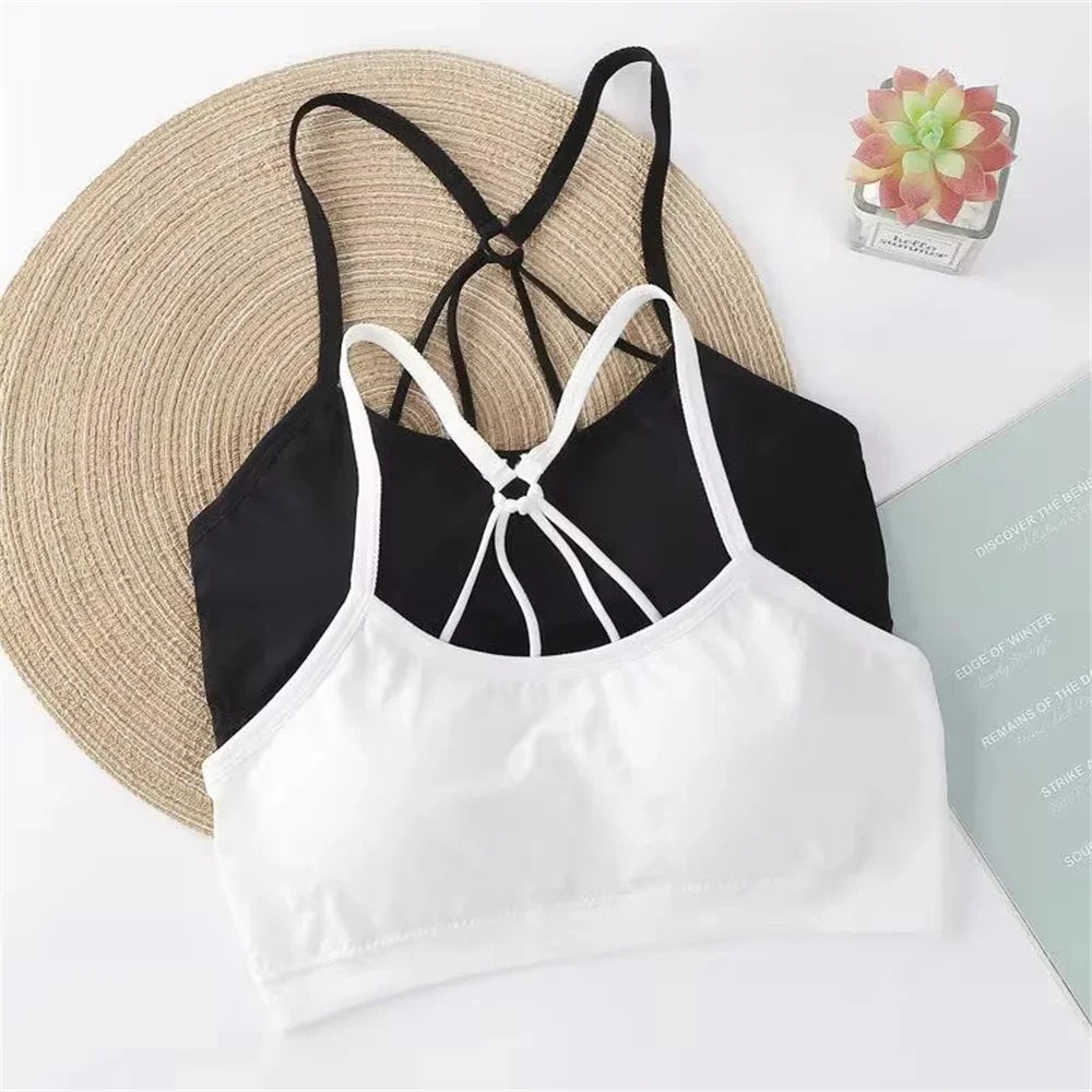 Women’s Letter Strap Back Sports Bra – Wireless, Padded, Wrap Chest Fitness & Yoga | Buy More, Pay Less