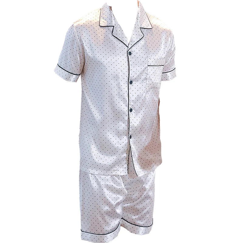 Men’s Summer Pajama Set – Short Sleeve Top & Shorts | Lightweight Printed Home Sleepwear
