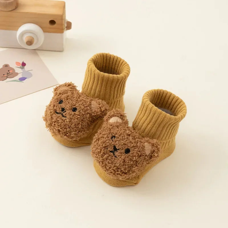 Cute Cartoon Bear Baby Socks – Soft Cotton Anti-Slip Warm Toddler Socks for Boys & Girls | Newborn Winter/Autumn Footwear
