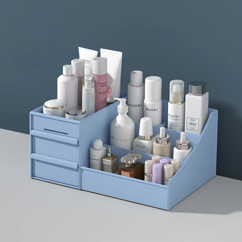 White Plastic Makeup Storage Box – Drawer Organizer for Cosmetics, Skincare & Jewelry