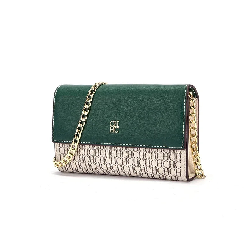 Ceiba Bags Women’s Crossbody Bag – Luxury Chain Shoulder Bag with Letter Design & Color Block Style