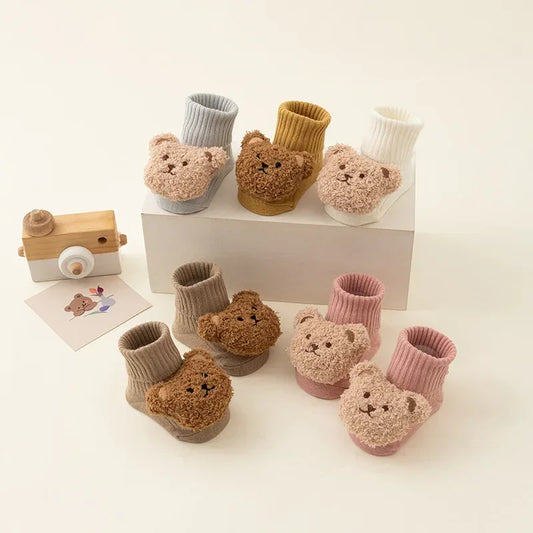 Cute Cartoon Bear Baby Socks – Soft Cotton Anti-Slip Warm Toddler Socks for Boys & Girls | Newborn Winter/Autumn Footwear