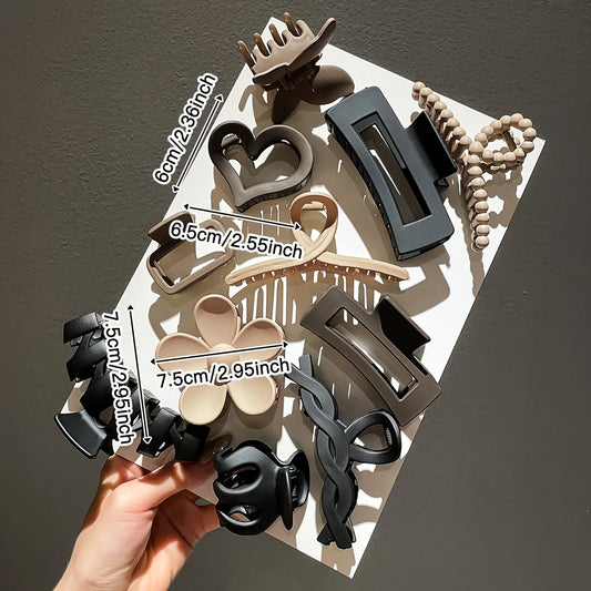 Women’s Frosted Hair Clip Set – High-End Shark Clips for Back Head Styling