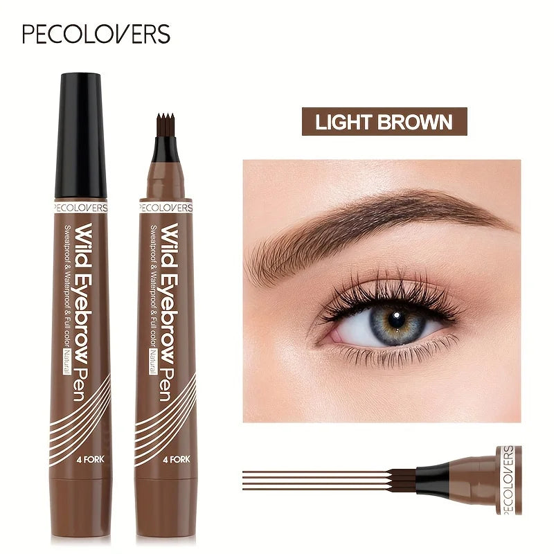 Waterproof Eyebrow Pen – 4 Tip Microblading Tattoo Pencil, Long-lasting Natural Eyebrow Makeup