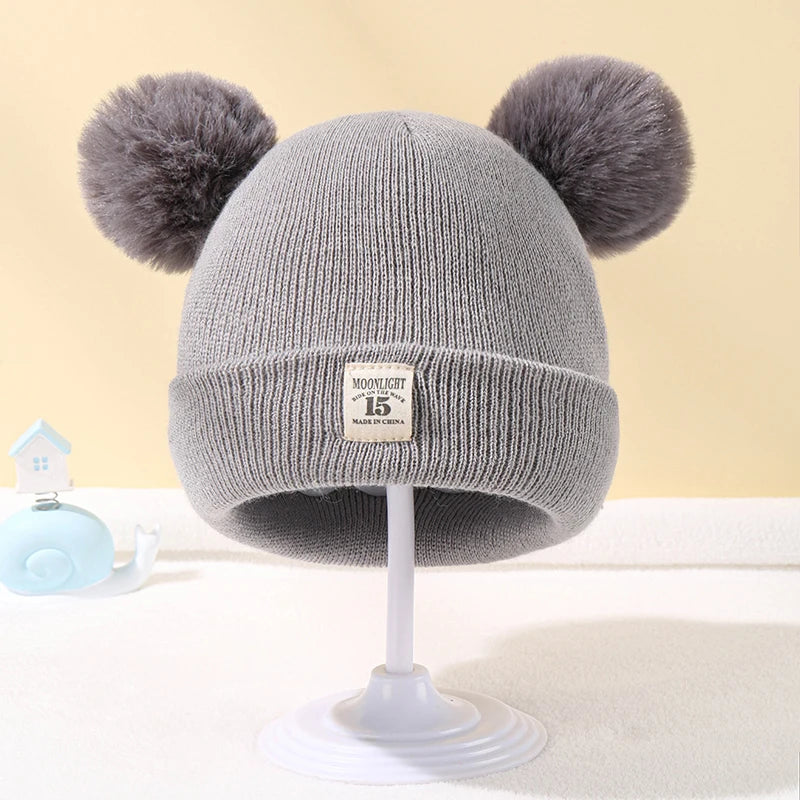 Autumn Winter Baby Knit Beanie Hat with Pom – Warm Knitted Hat for Boys & Girls | Soft Toddler Winter Cap