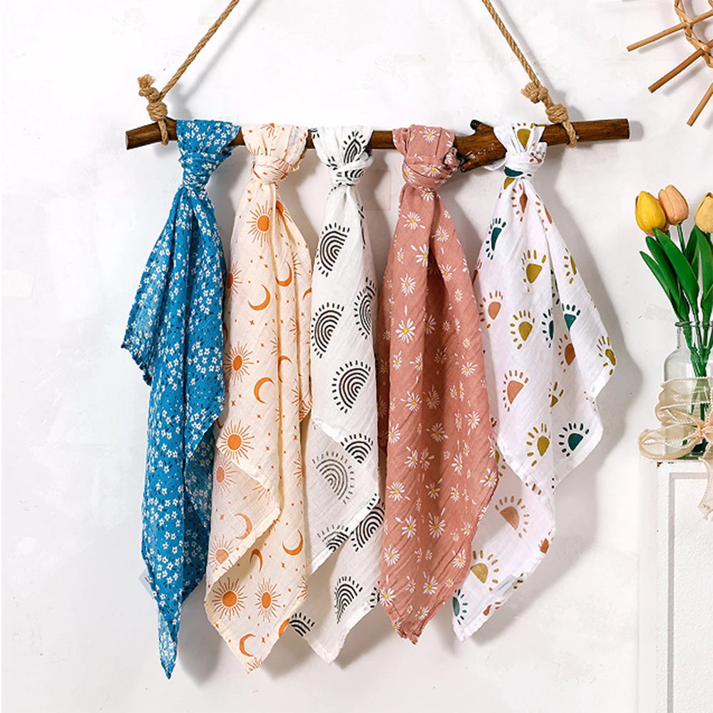 Muslin Swaddle & Burp Cloth Set – 100% Cotton Baby Washcloths - Soft Breathable Face & Hand Towels for Newborns