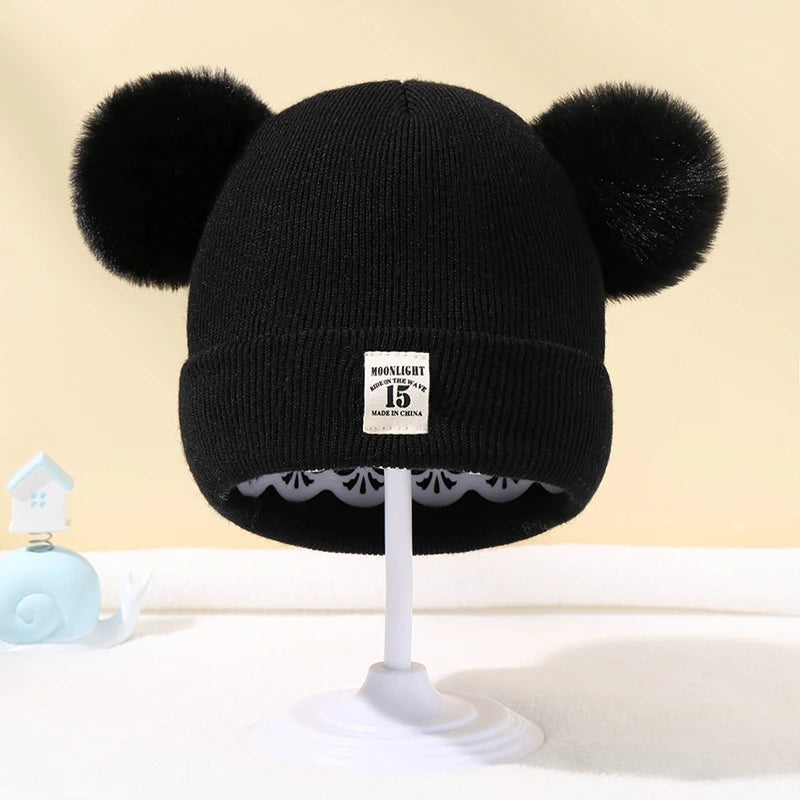 Autumn Winter Baby Knit Beanie Hat with Pom – Warm Knitted Hat for Boys & Girls | Soft Toddler Winter Cap