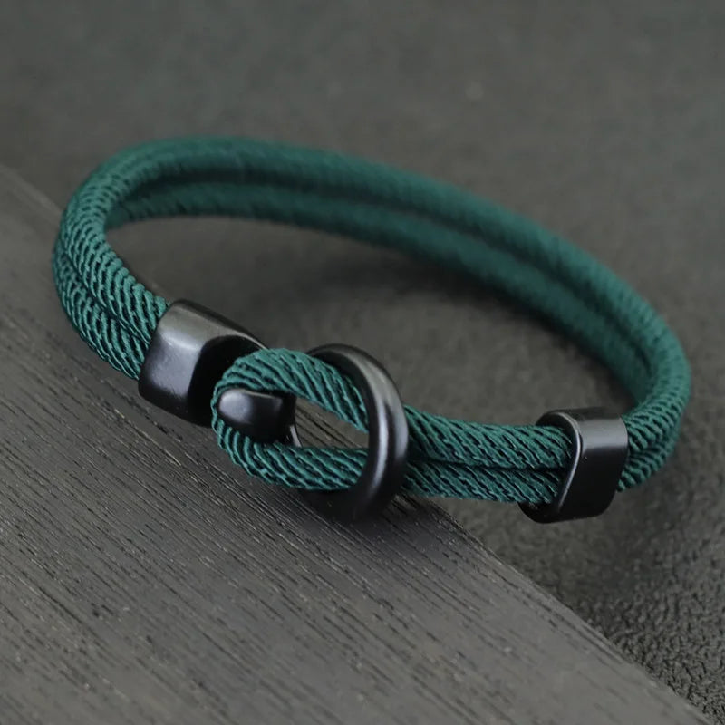 Men’s Double Layer Rope Bracelet – Outdoor Survival Paracord Bracelet, Trendy Charm Wristband Gift for Him