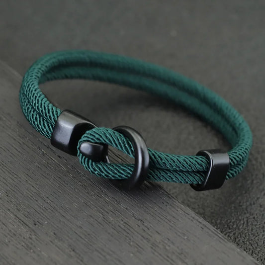 Men’s Double Layer Rope Bracelet – Outdoor Survival Paracord Bracelet, Trendy Charm Wristband Gift for Him
