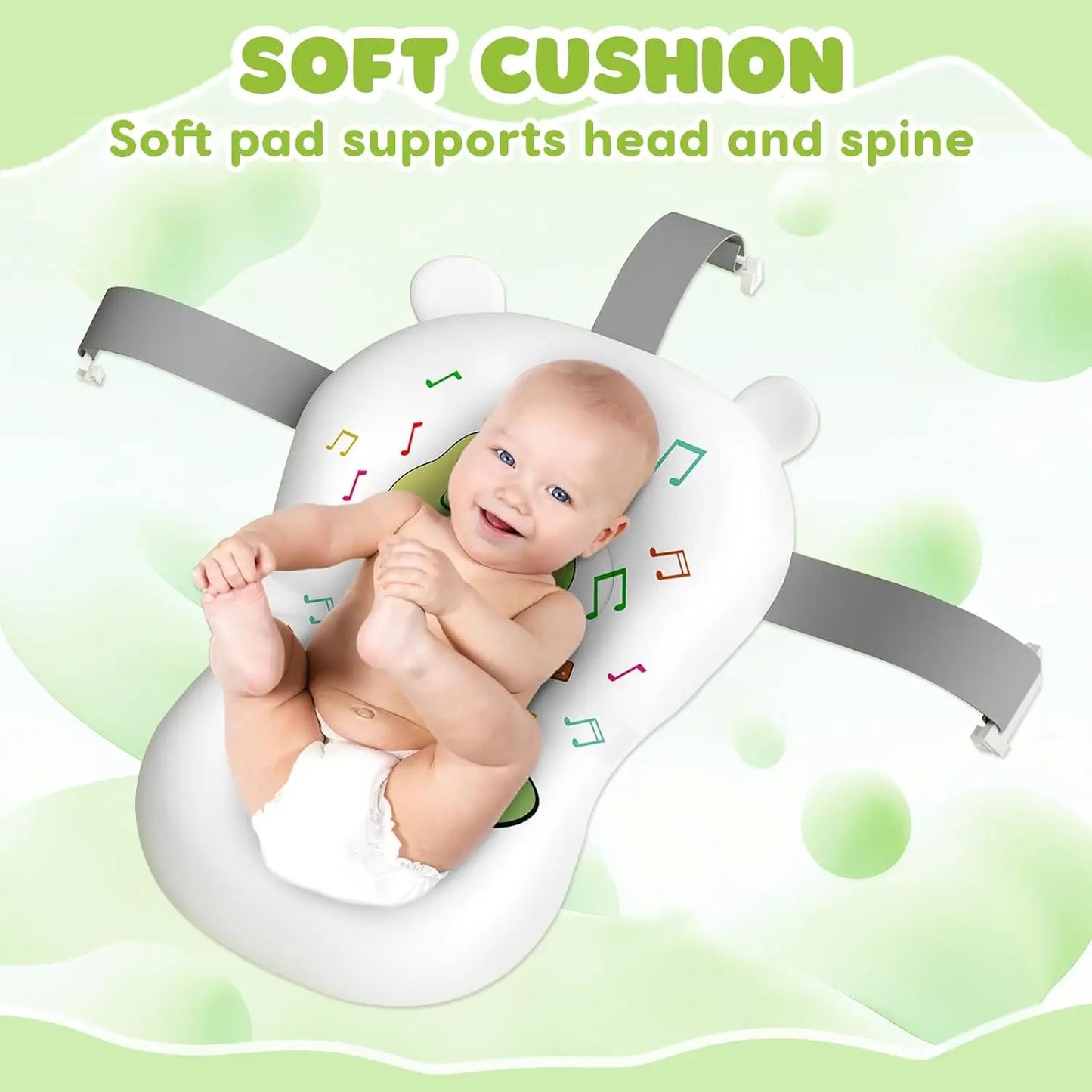 Foldable Baby Bath Tub with Cushion & Thermometer – Portable Bathtub for Newborns & Toddlers (0–36 Months) with Shower Cap & Brush