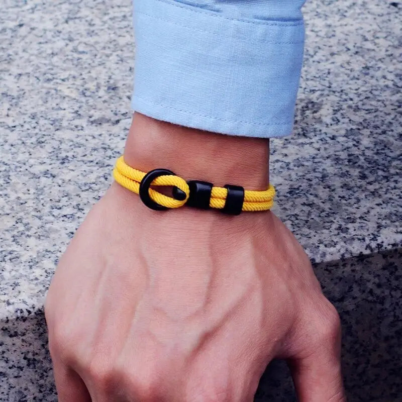 Men’s Double Layer Rope Bracelet – Outdoor Survival Paracord Bracelet, Trendy Charm Wristband Gift for Him