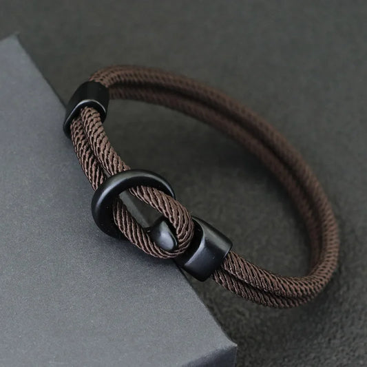 Men’s Double Layer Rope Bracelet – Outdoor Survival Paracord Bracelet, Trendy Charm Wristband Gift for Him