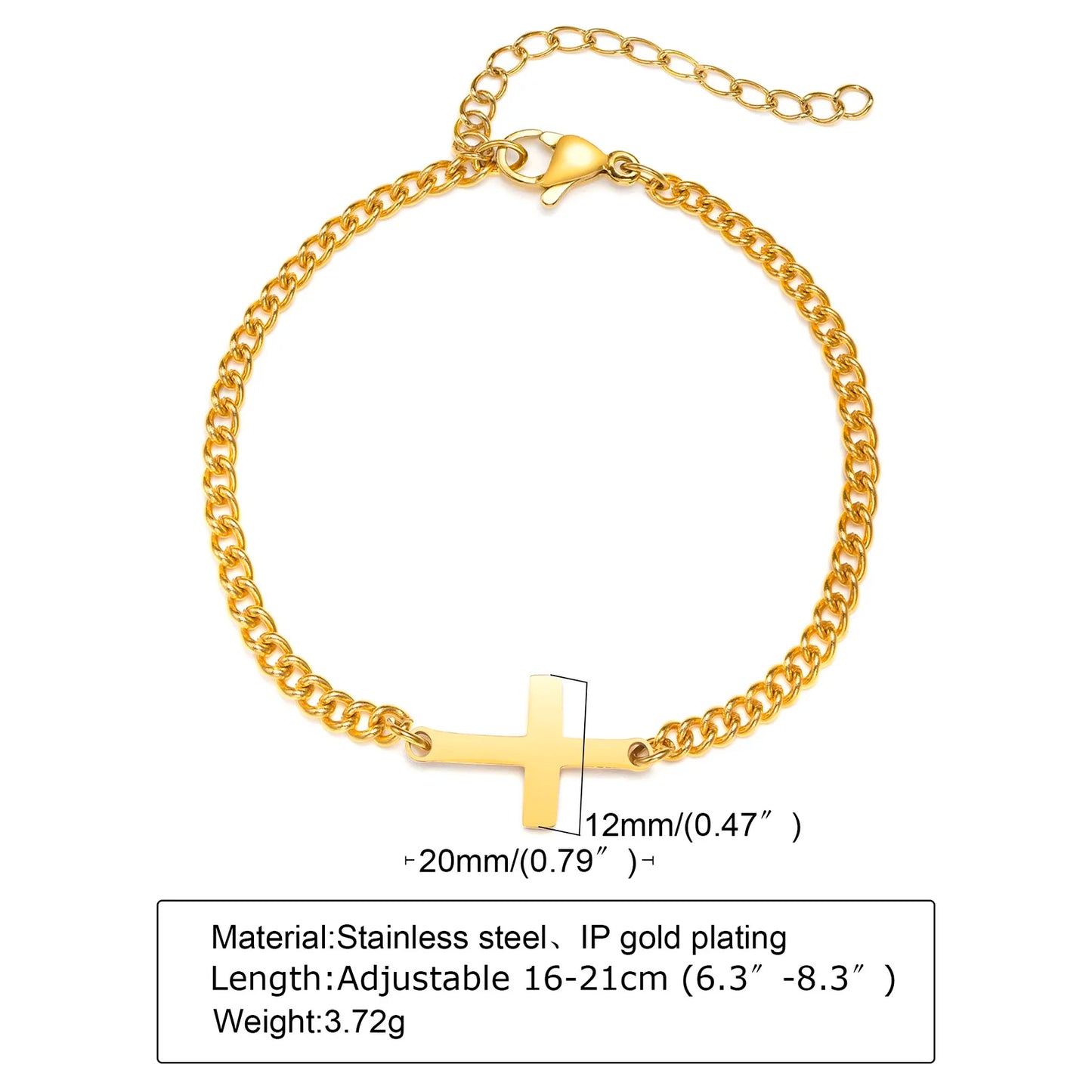 Men’s Stainless Steel Cross Bracelet –  Fashion Link Chain, Gift for Him