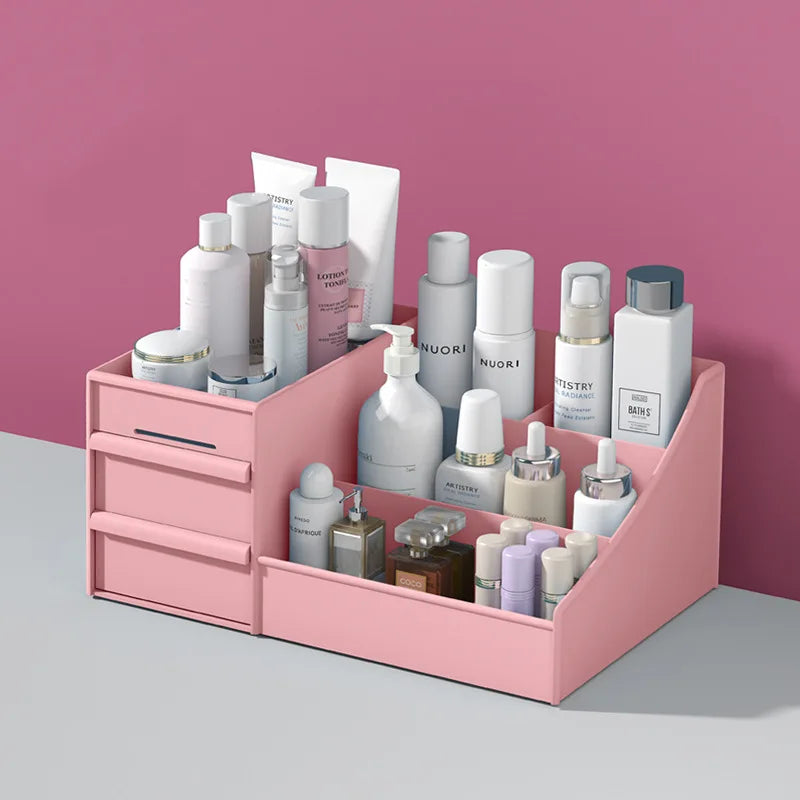 White Plastic Makeup Storage Box – Drawer Organizer for Cosmetics, Skincare & Jewelry