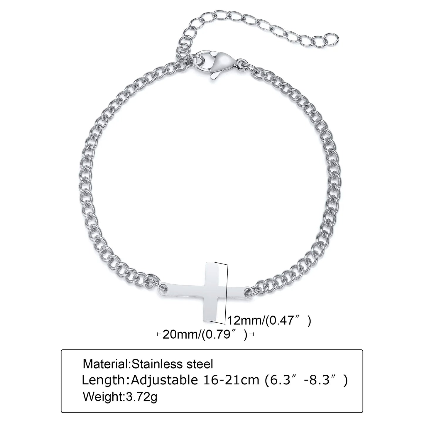 Men’s Stainless Steel Cross Bracelet –  Fashion Link Chain, Gift for Him