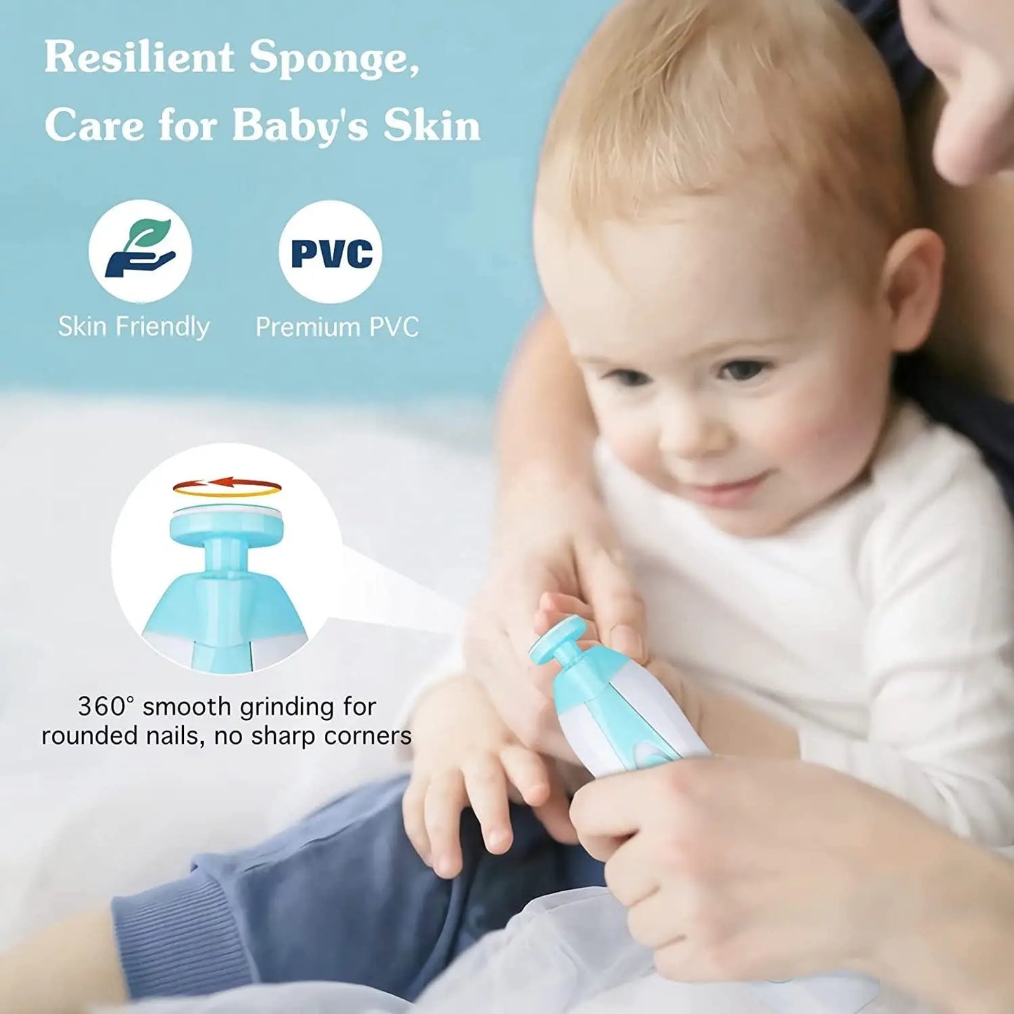 Electric Baby Nail Clipper with LED Light - Quiet Nail Clipper Set, 4 Speed Settings | Safe Baby Care Kit