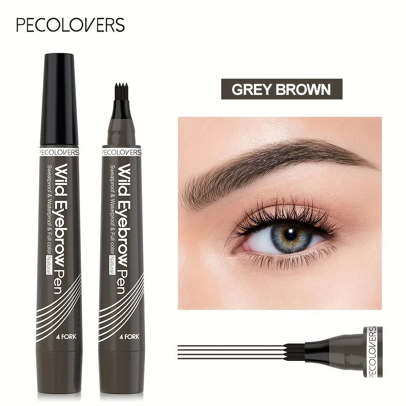 Waterproof Eyebrow Pen – 4 Tip Microblading Tattoo Pencil, Long-lasting Natural Eyebrow Makeup