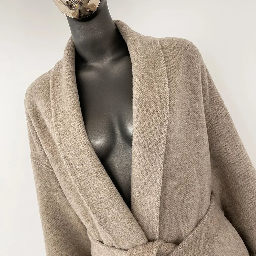 Luxury Wool Fur for Women - Elegant Belted Real Wool Fur Jacket